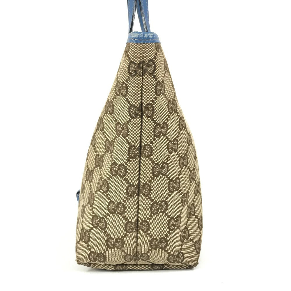 Gucci Blue Tote Parrot Charm Canvas Papagallo Bag GG Leather Handbag - Picture 4 of 15